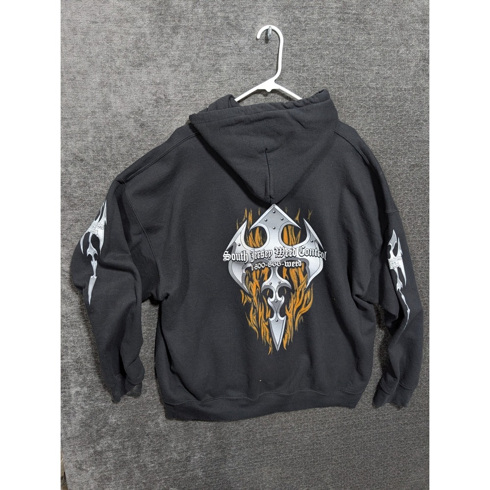 Gildan South Jersey Weed Control Graphic Hoodie Black 2XL Flame Cross Streetwear